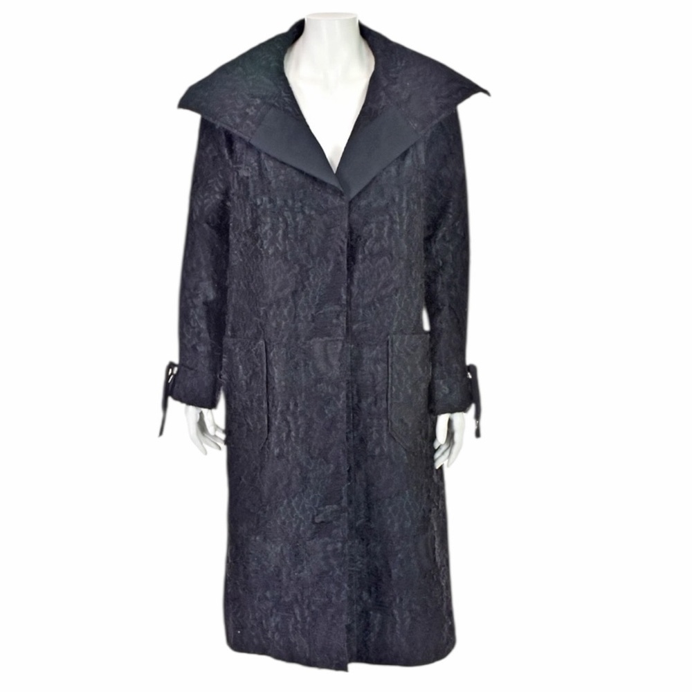 Charles Chang Lima Vintage Black‎ Inverted Brocade Open Coat